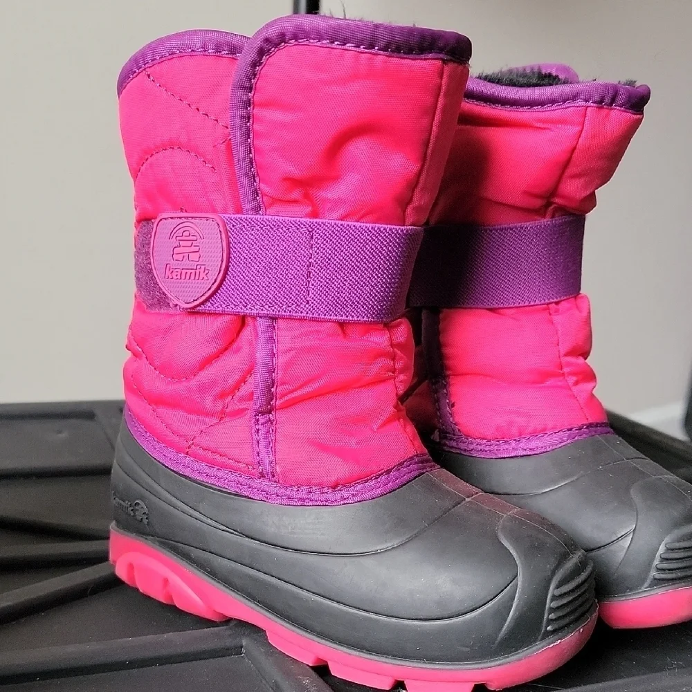 Kamik Vibrant Pink and Purple Snow Boots Size 10 Toddler Girl